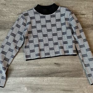 Black and White Geometric Women's Top Lulus size s #12